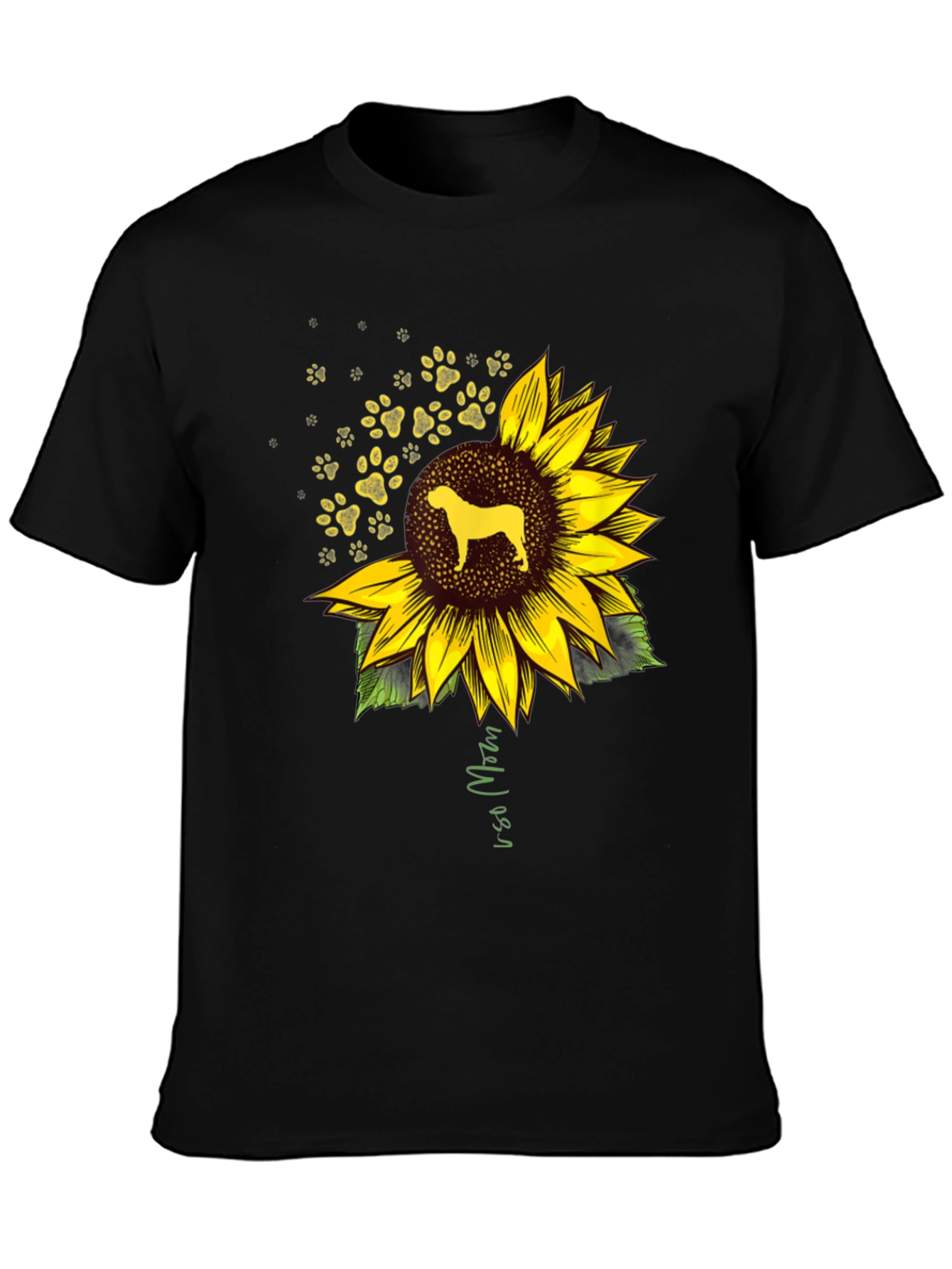 Dog Sunflower Paw Print Graphic Tee