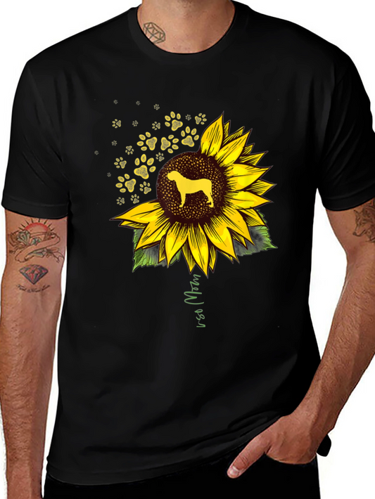 Dog Sunflower Paw Print Graphic Tee