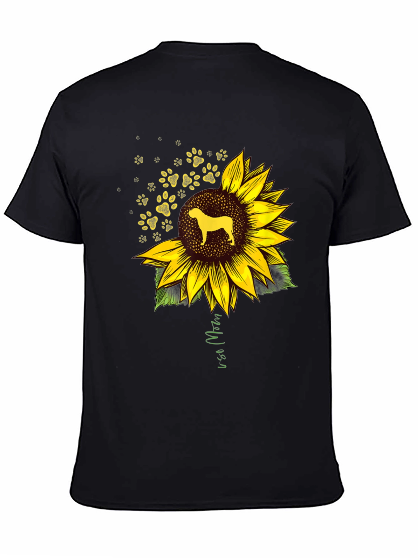 Dog Sunflower Paw Print Graphic Tee