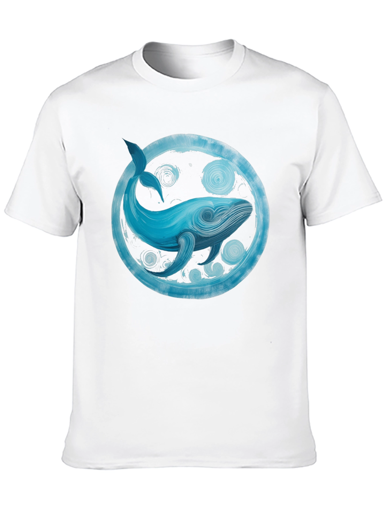 Whale Art Graphic Tee - Black Cotton Casual Shirt