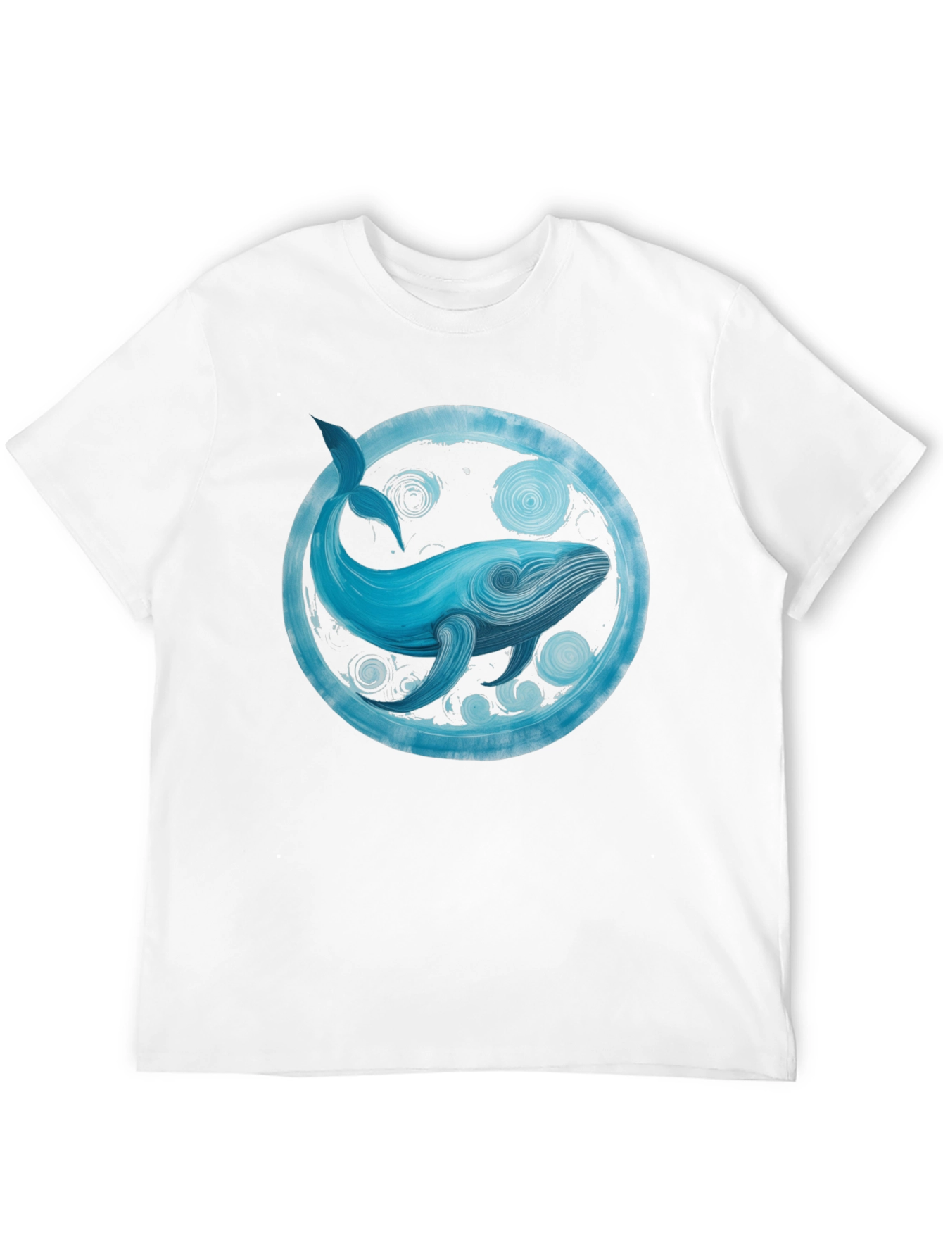 Whale Art Graphic Tee - Black Cotton Casual Shirt