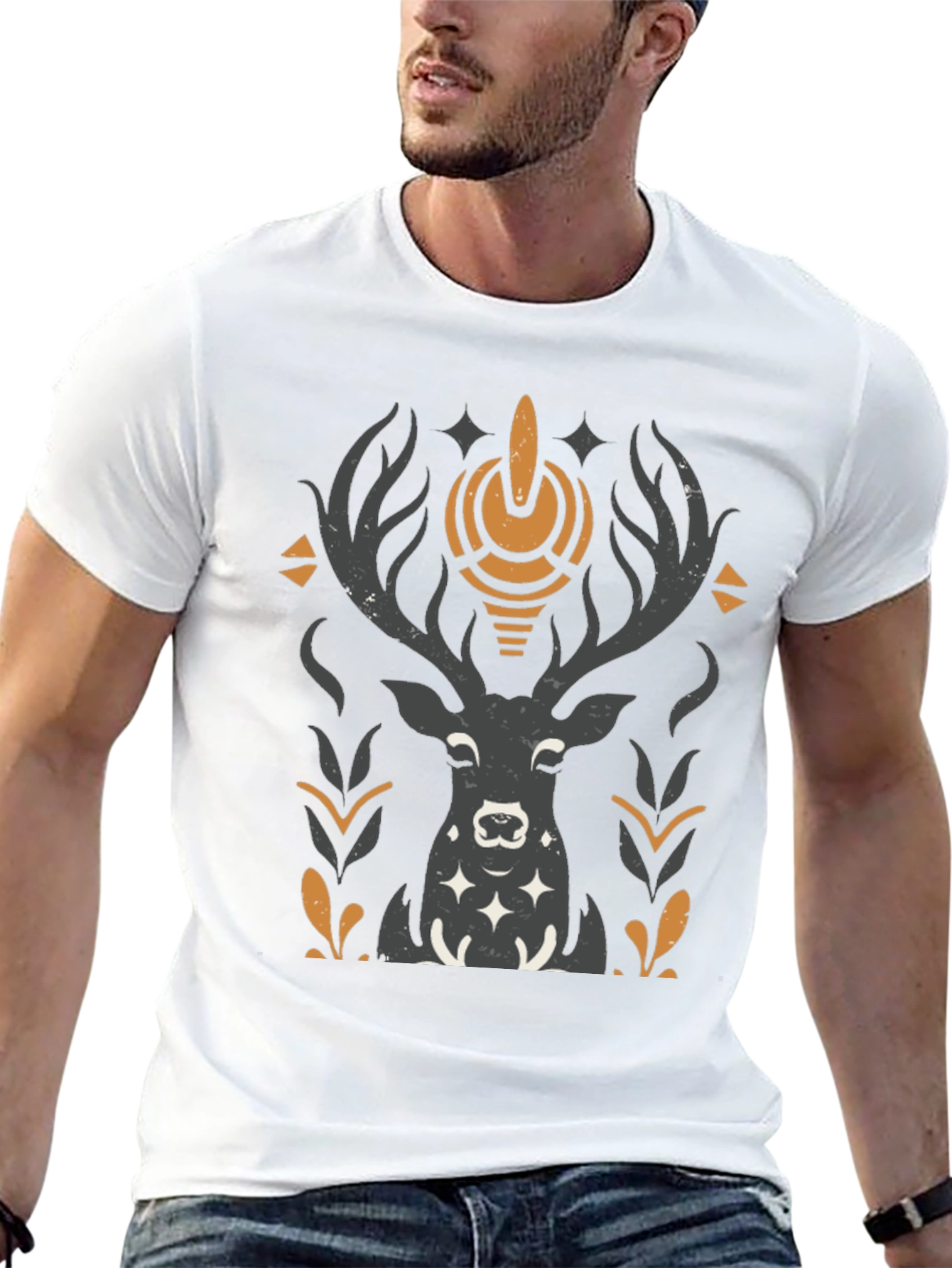 Mystic Deer Graphic T-Shirt - Black