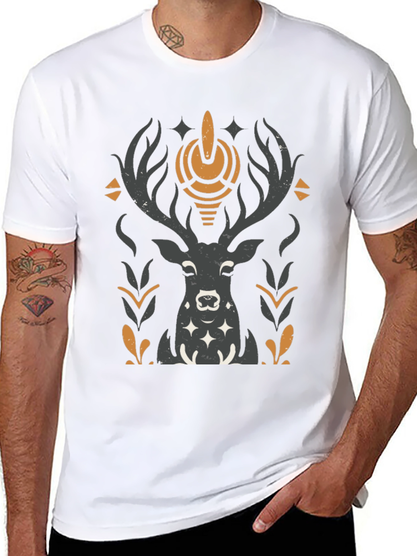 Mystic Deer Graphic T-Shirt - Black