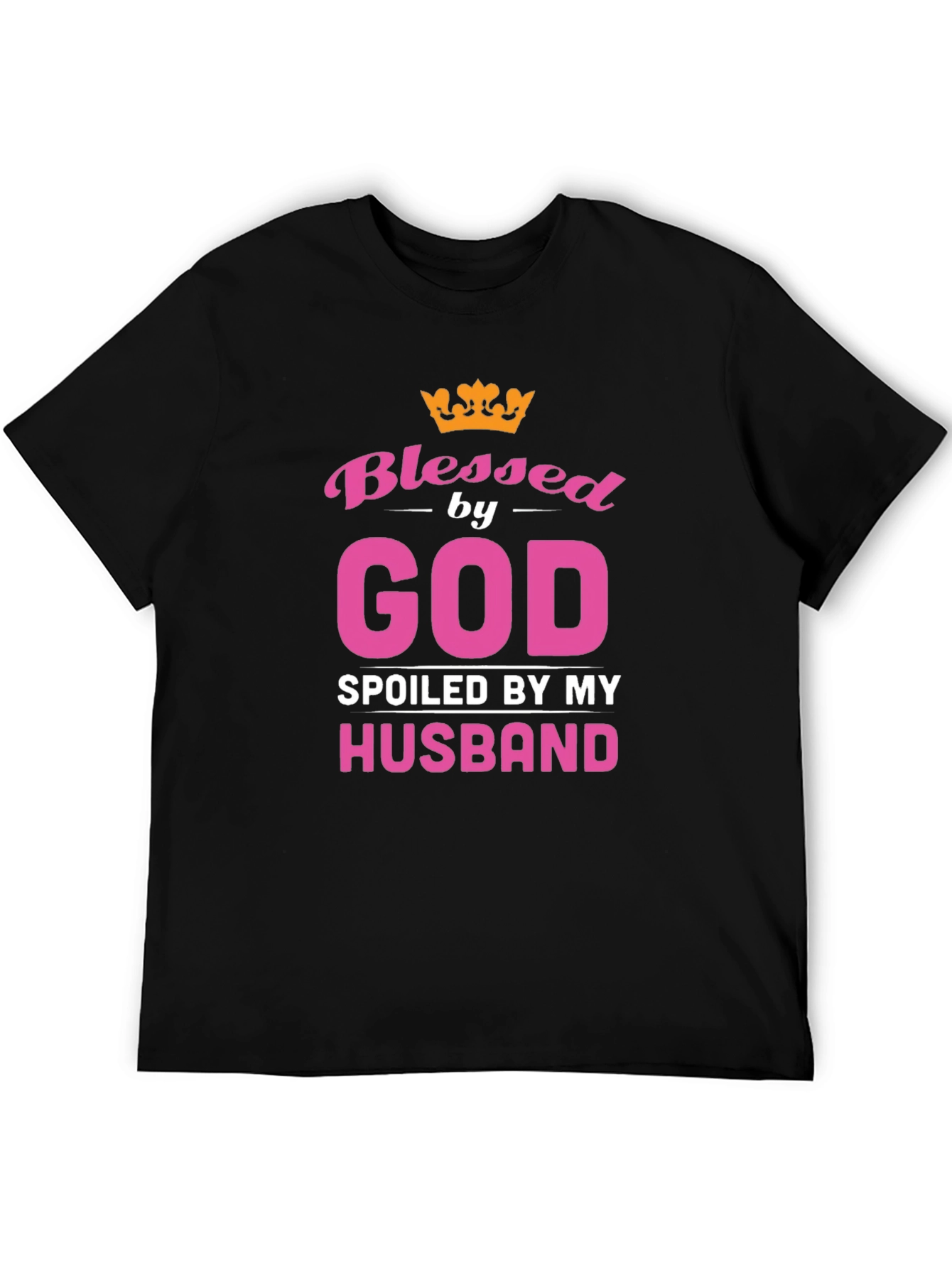 Blessed by God Spoiled by Husband Black T-Shirt