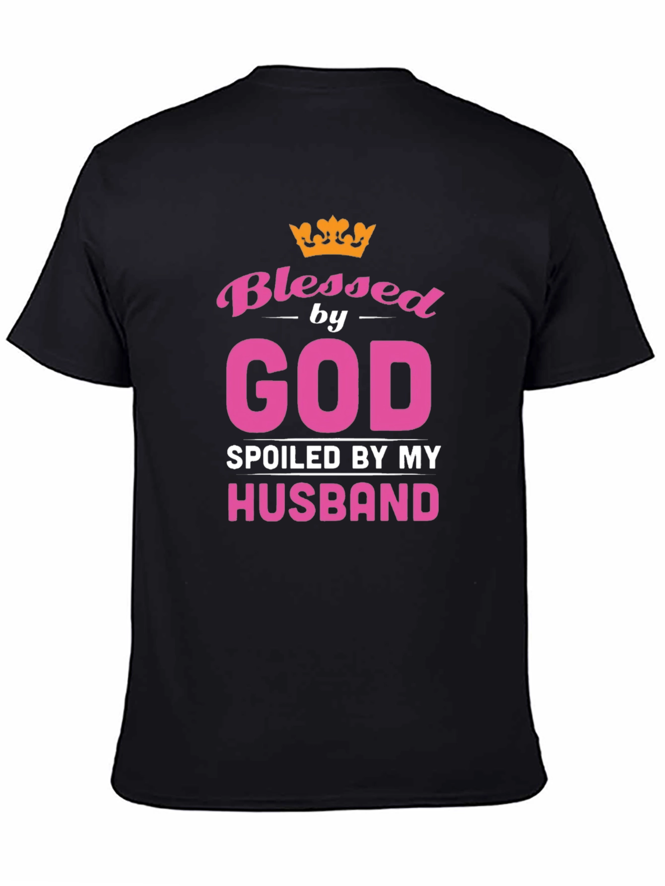 Blessed by God Spoiled by Husband Black T-Shirt