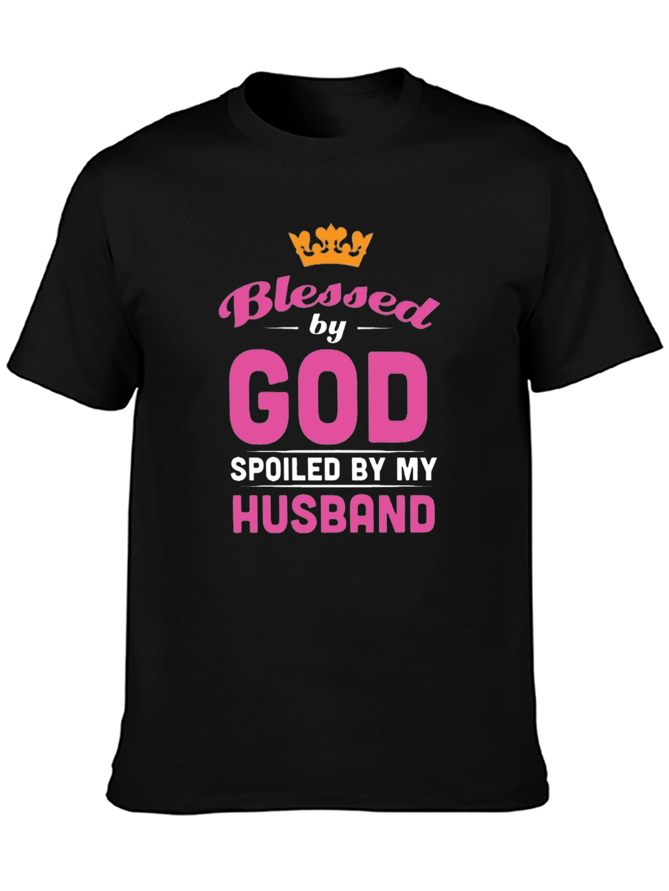 Blessed by God Spoiled by Husband Black T-Shirt