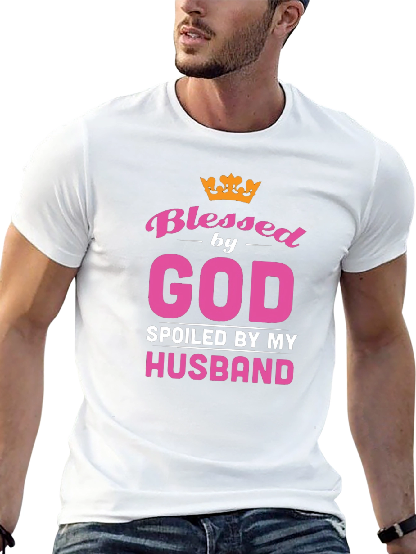 Blessed by God Spoiled by Husband Black T-Shirt