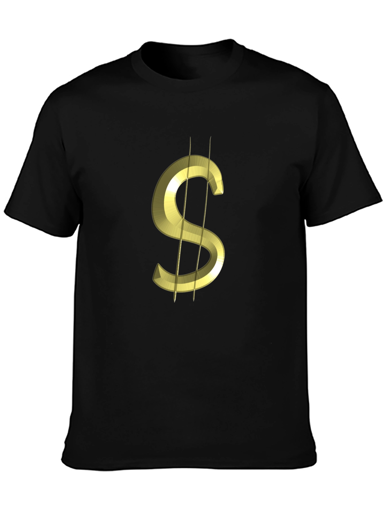 Golden Dollar Sign Black T-Shirt