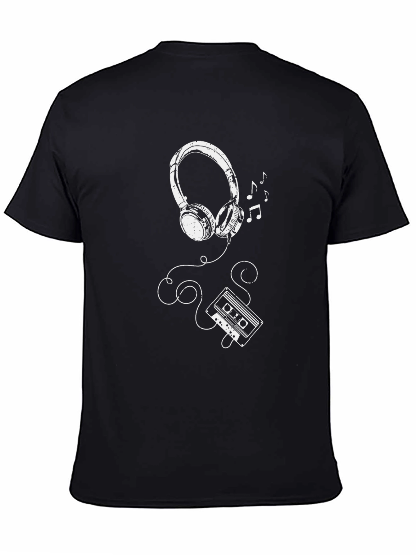 Retro Music T-Shirt: Headphones & Cassette Tape Design