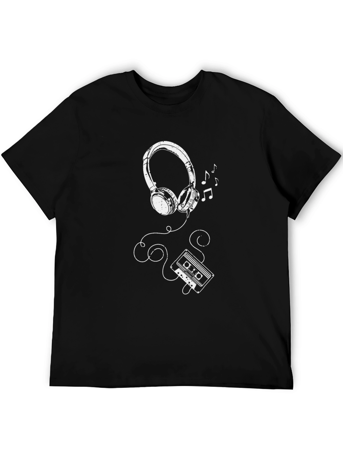 Retro Music T-Shirt: Headphones & Cassette Tape Design