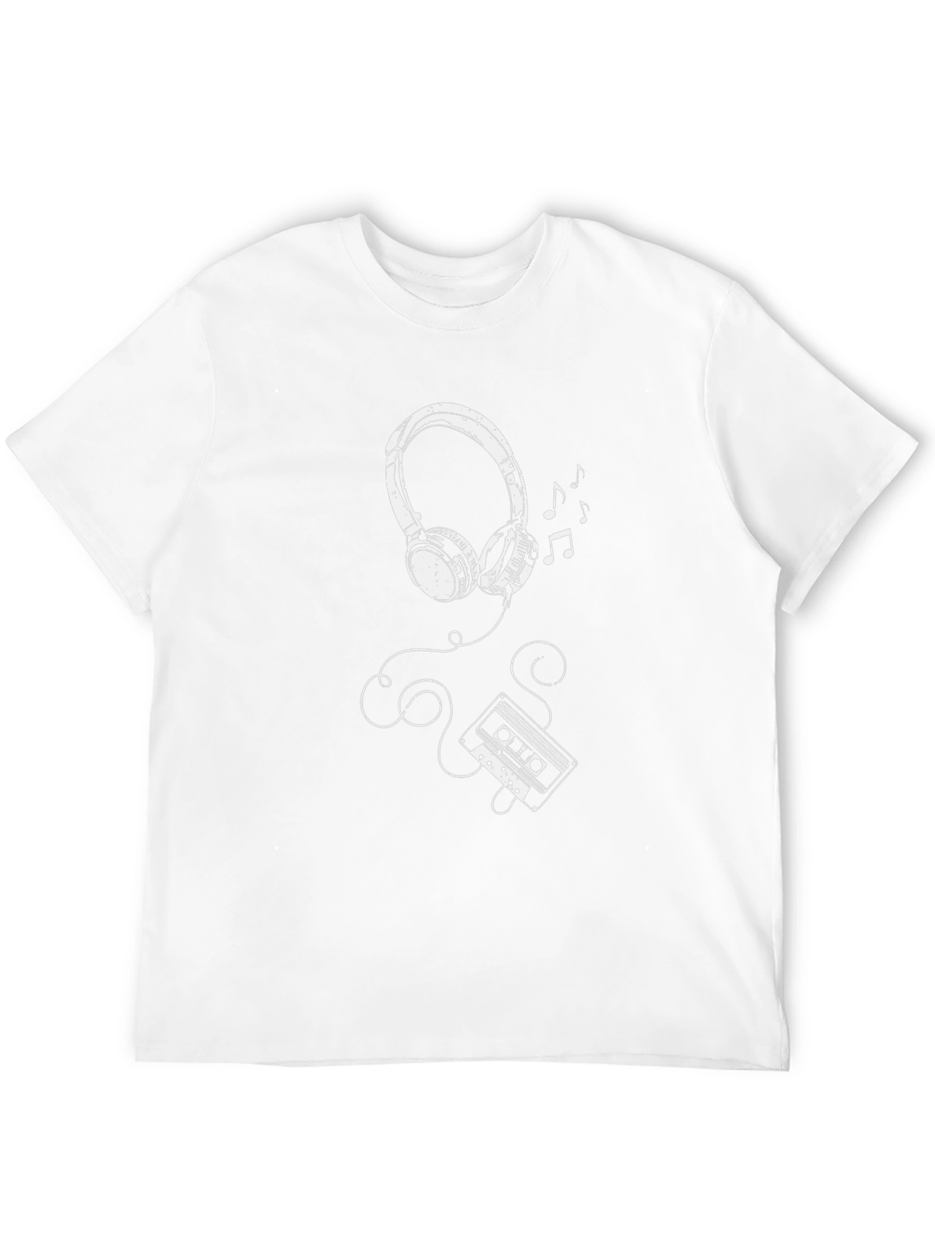 Retro Music T-Shirt: Headphones & Cassette Tape Design