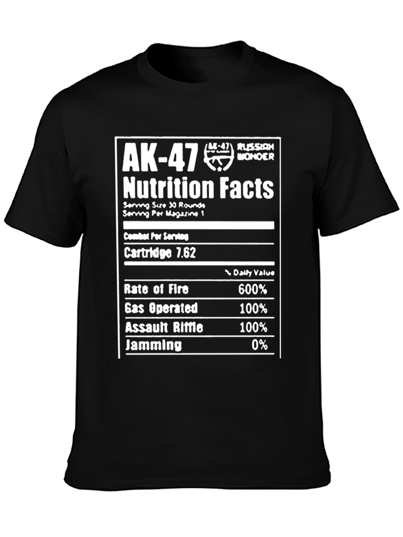 AK-47 Nutrition Facts T-Shirt - Russian Wonder Tee