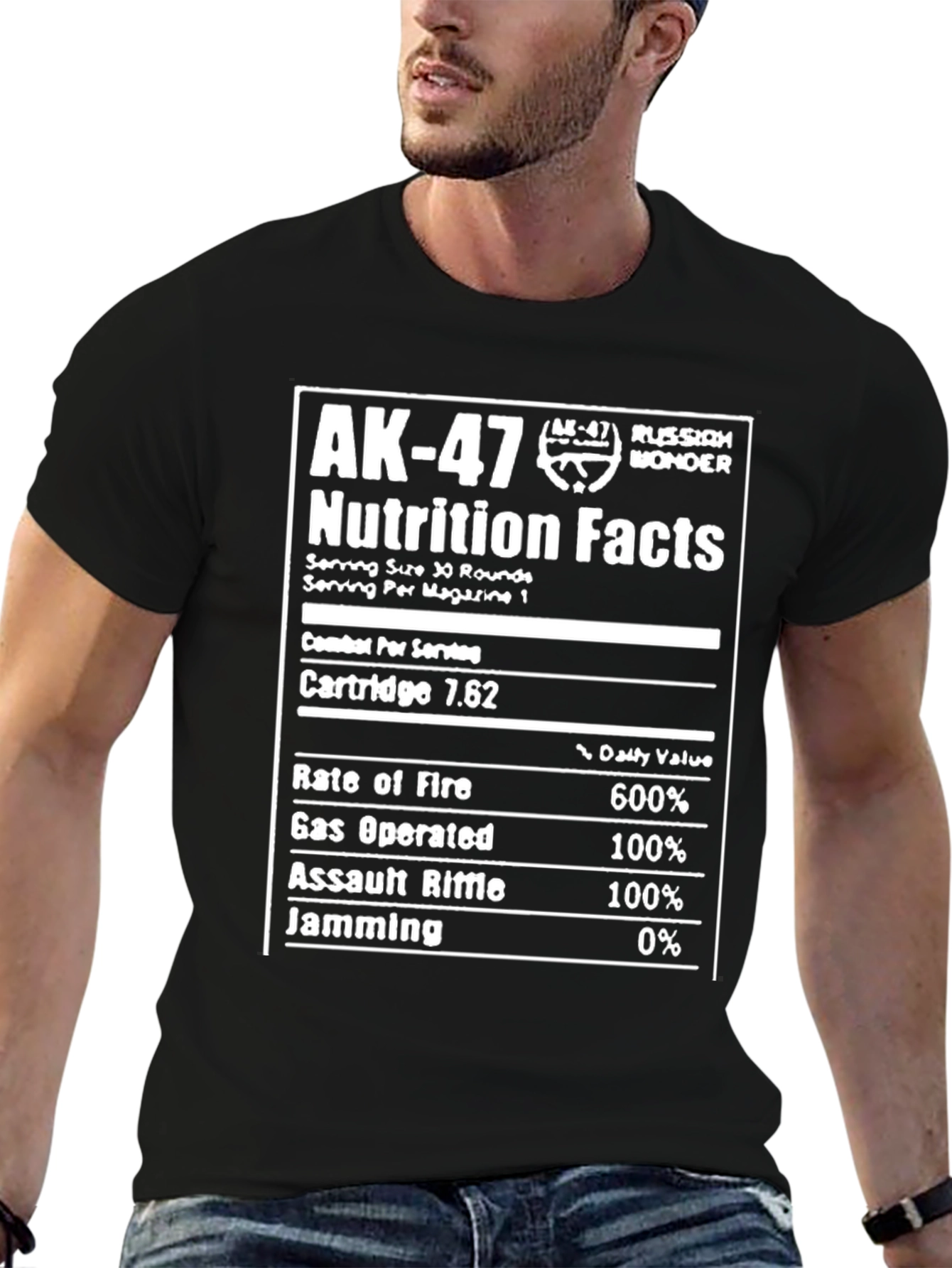 AK-47 Nutrition Facts T-Shirt - Russian Wonder Tee