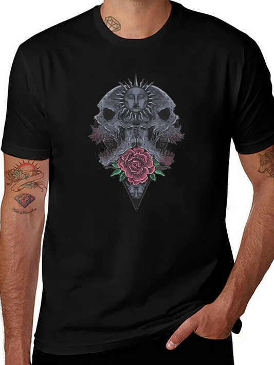 Skull & Rose Graphic Tee - Dark Aesthetic