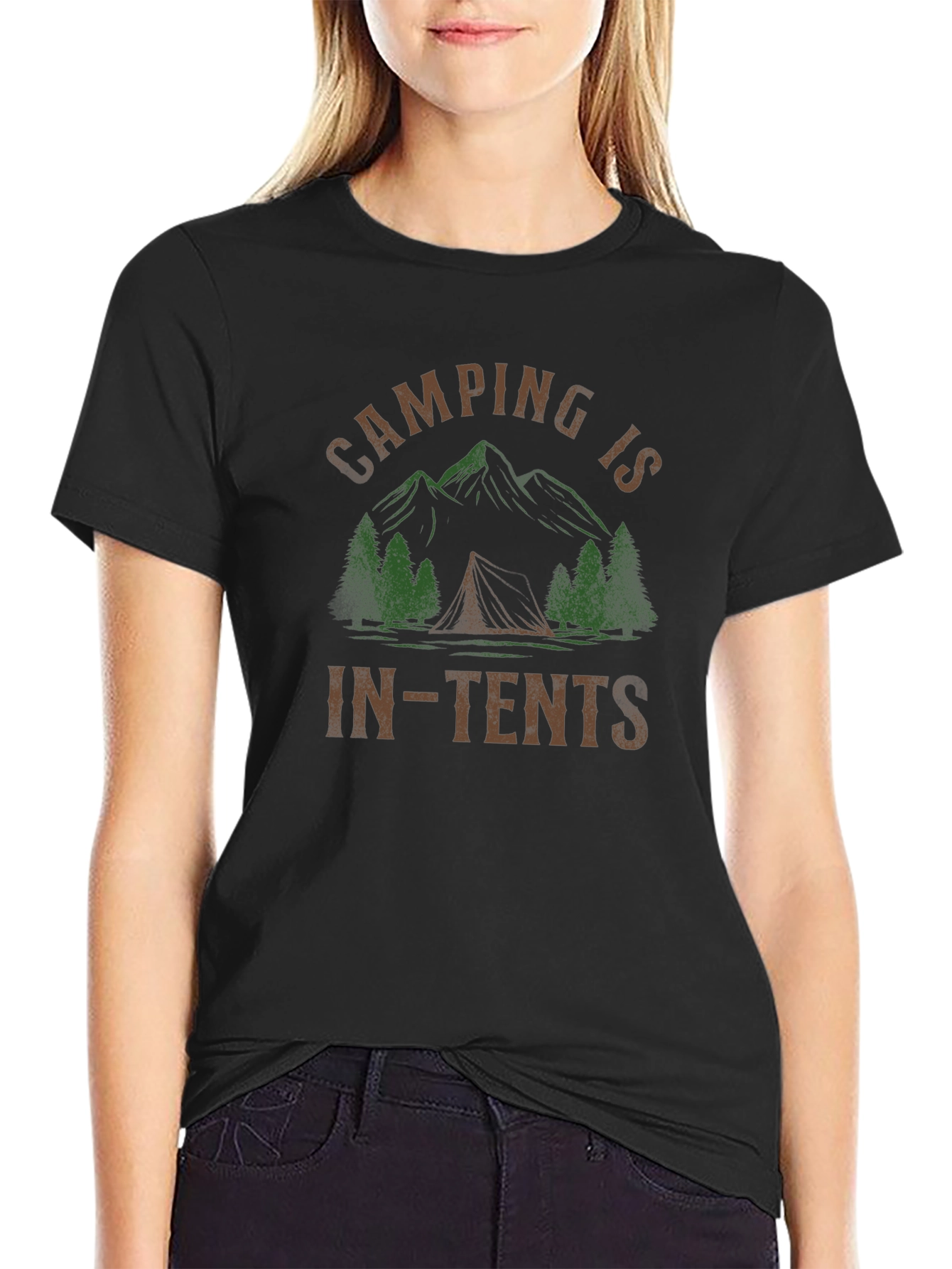 Camping Is In-Tents Black T-Shirt