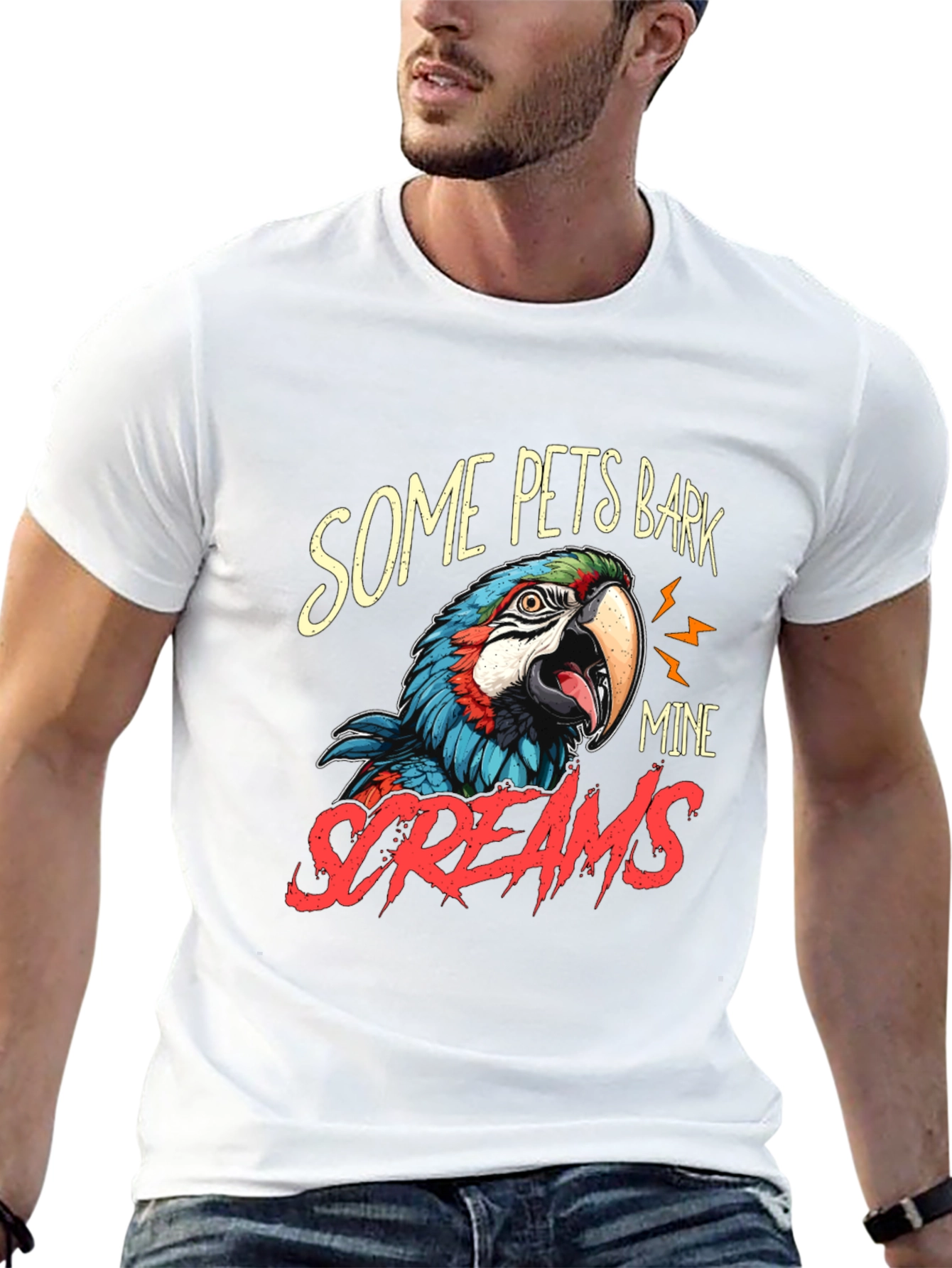 Some Pets Bark Mine Screams Parrot T-Shirt