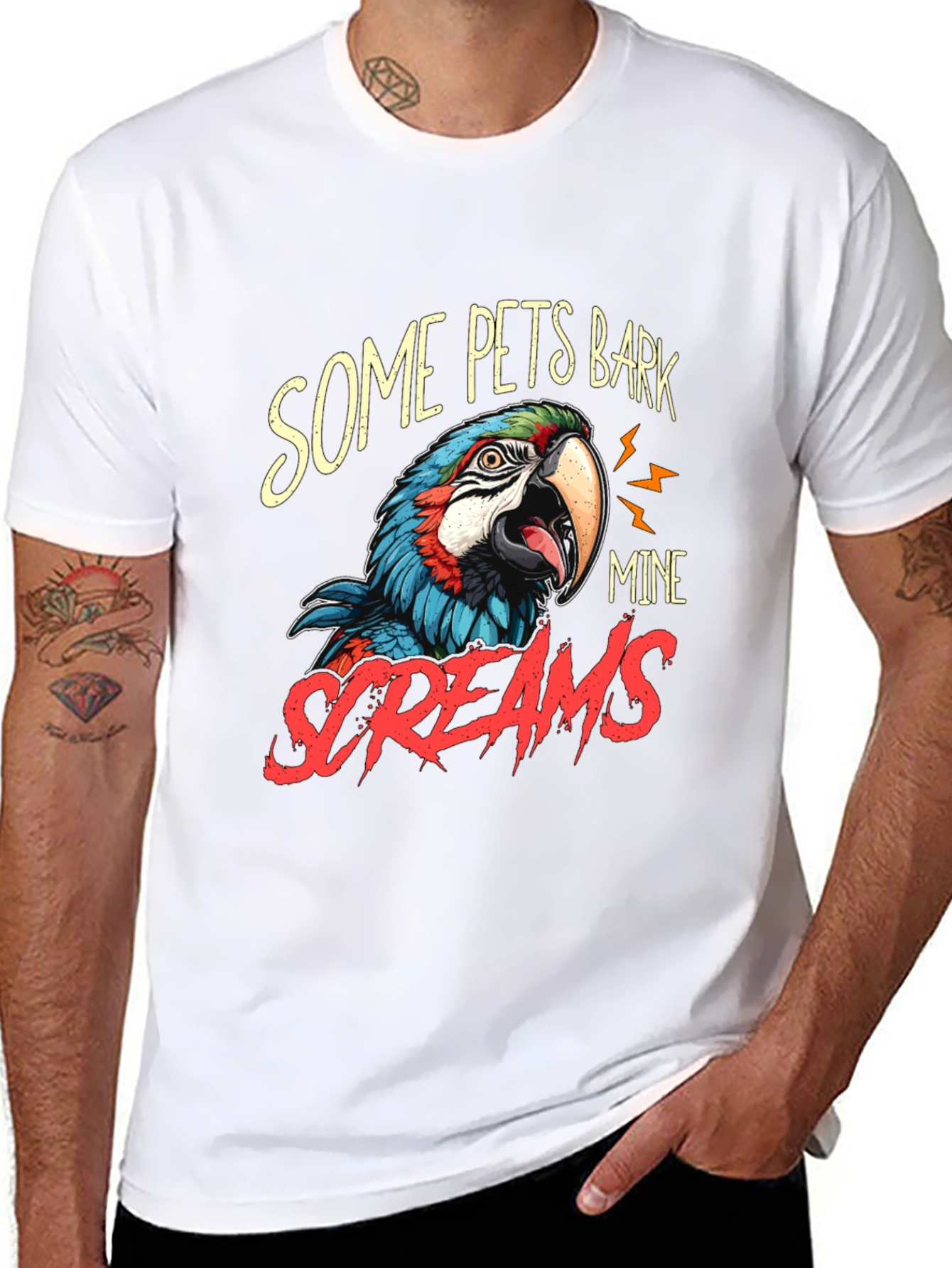 Some Pets Bark Mine Screams Parrot T-Shirt
