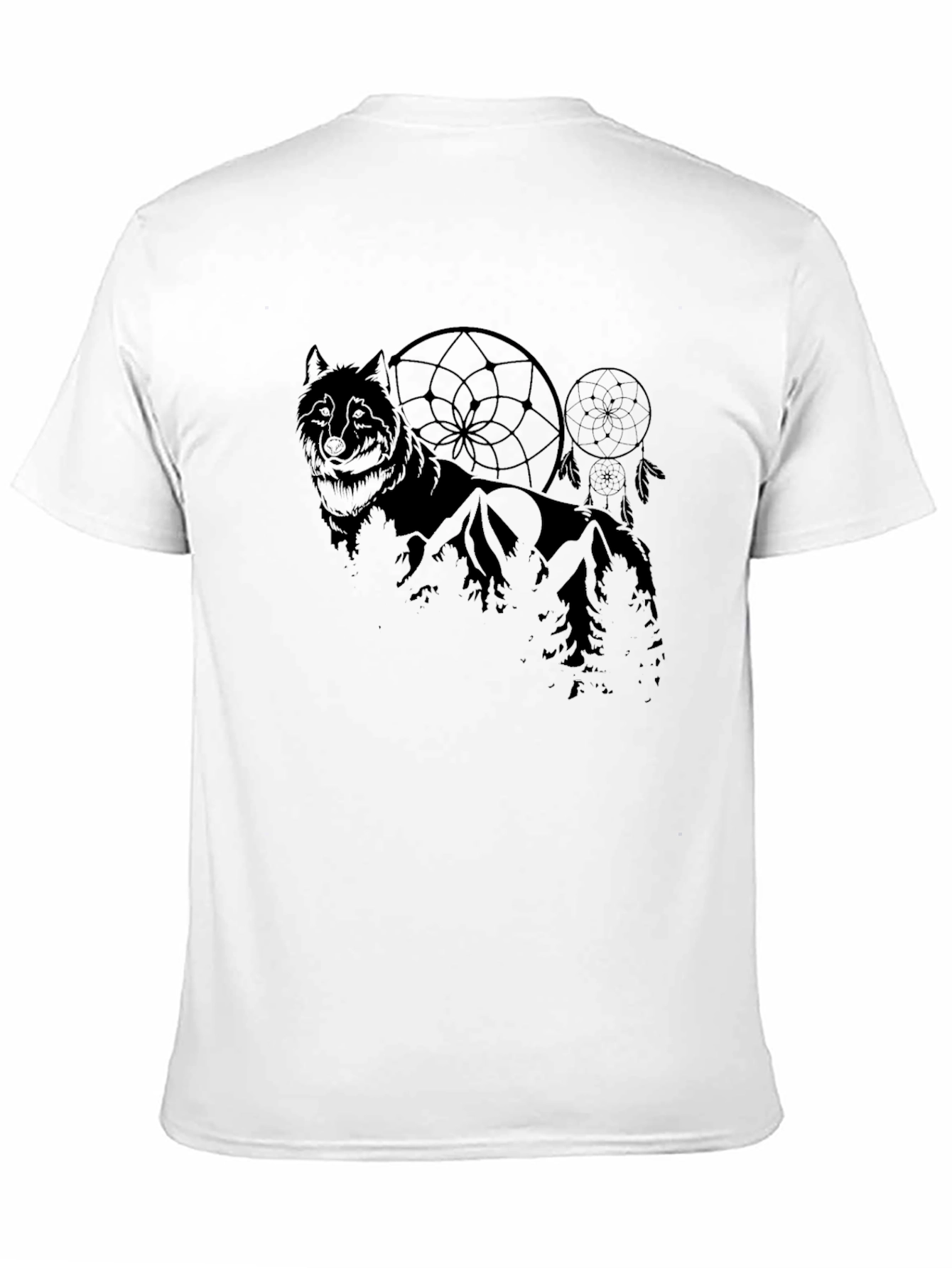 Wolf & Dreamcatcher Graphic Black T-Shirt