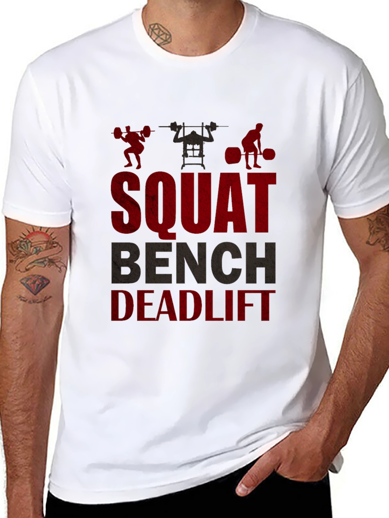 Squat Bench Deadlift Graphic Tee - Gym Motivation