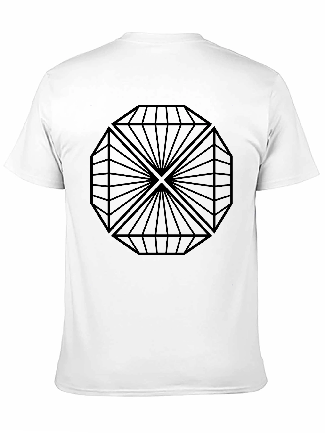 Geometric Diamond Design Black T-Shirt