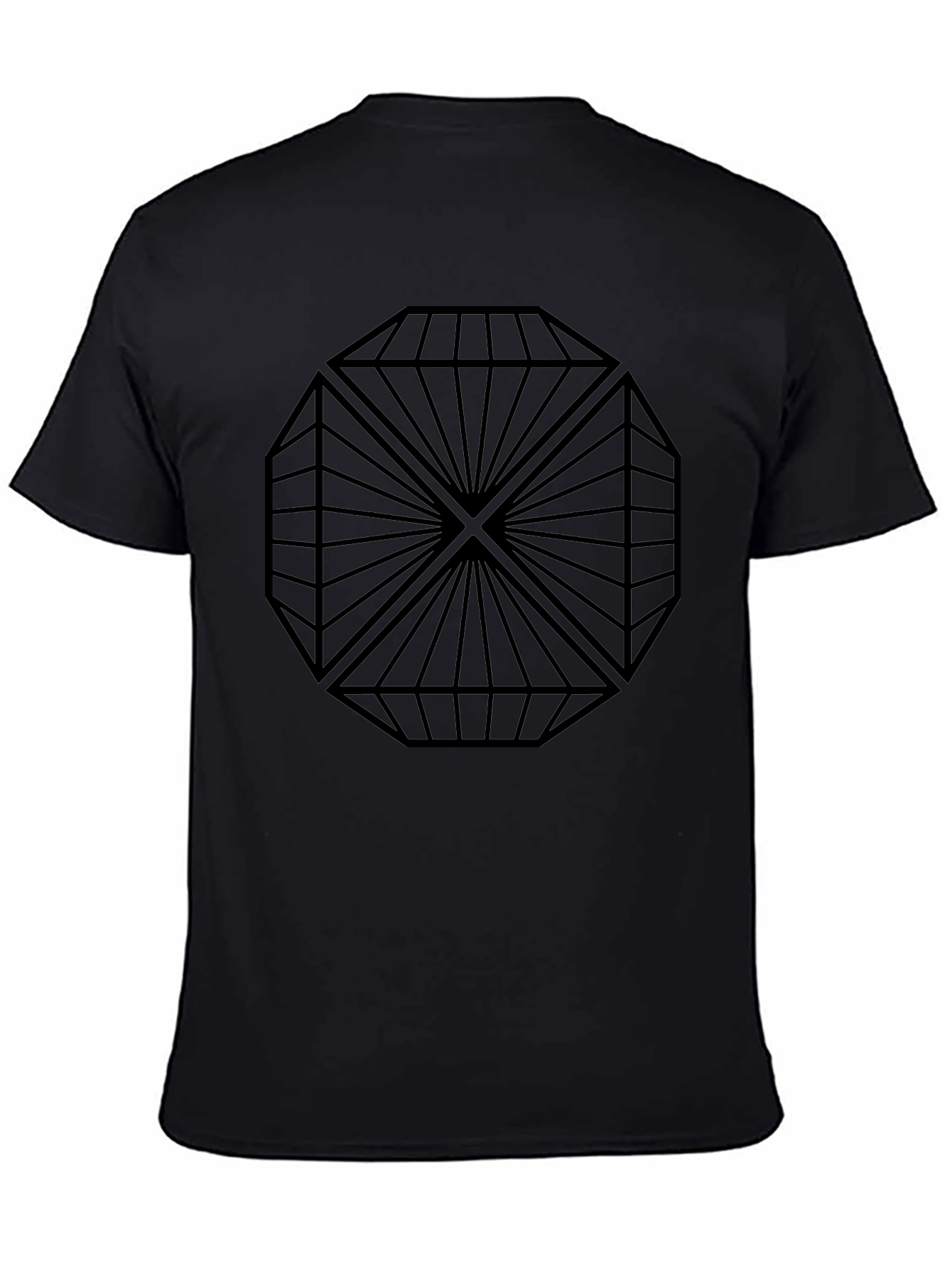 Geometric Diamond Design Black T-Shirt