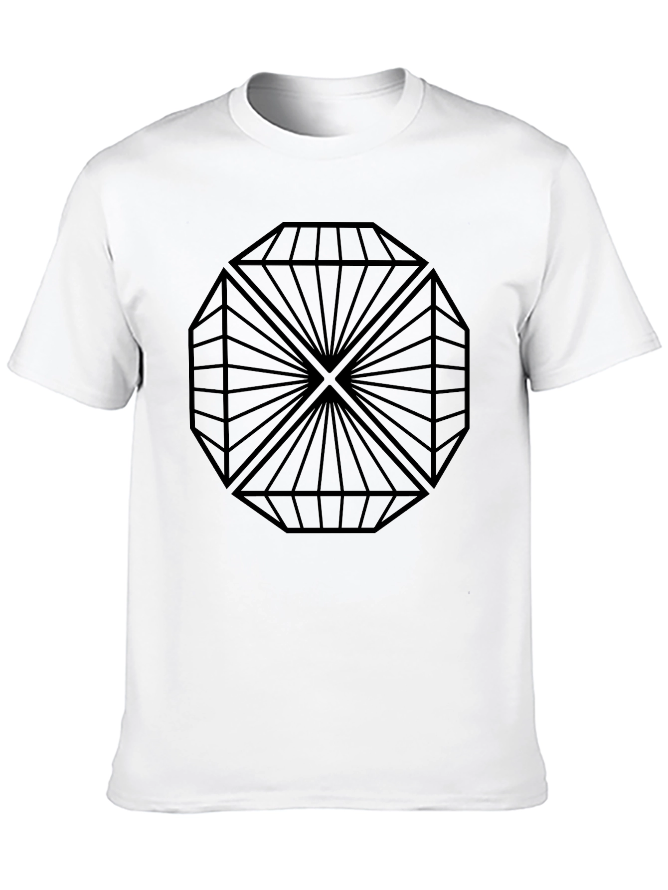 Geometric Diamond Design Black T-Shirt