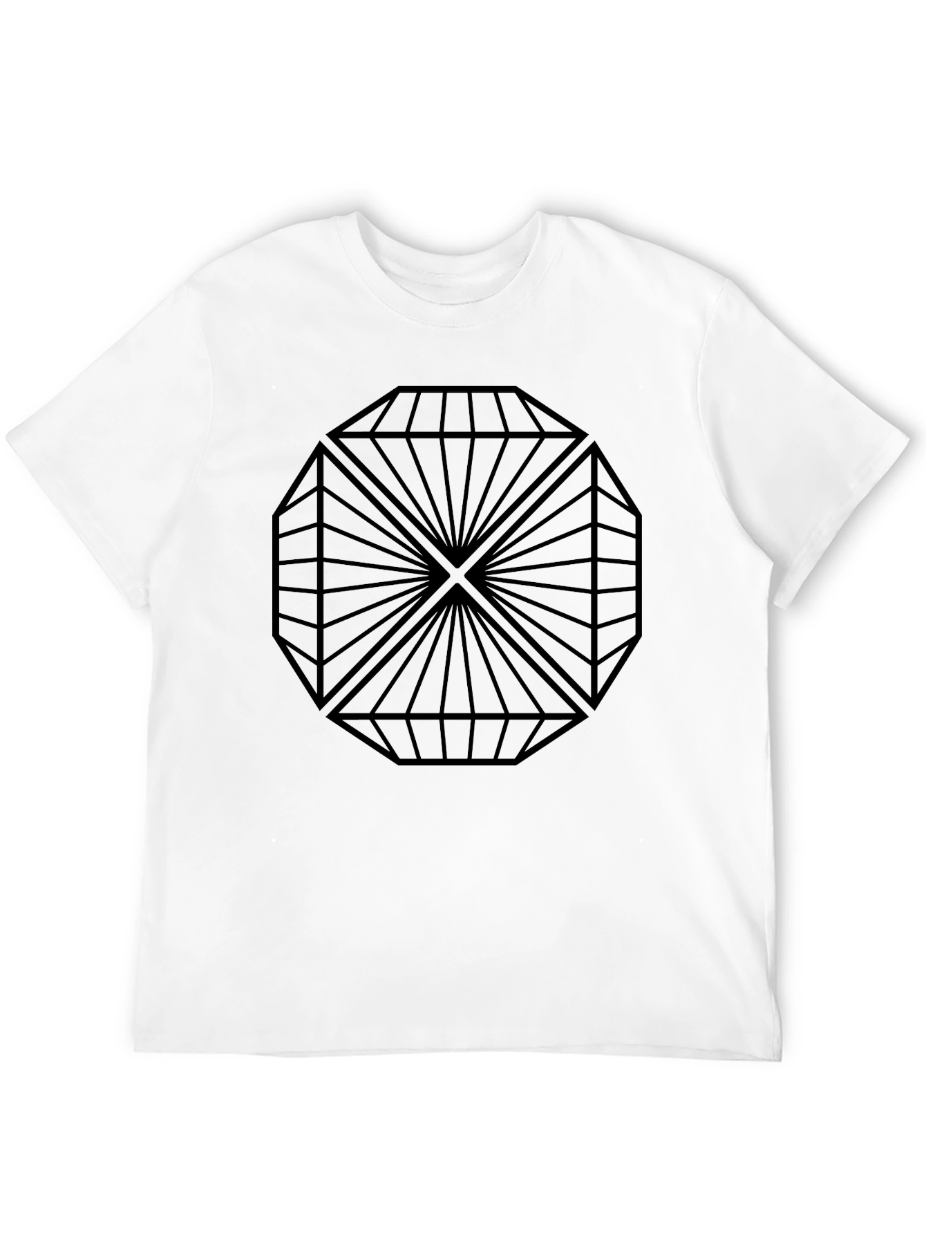Geometric Diamond Design Black T-Shirt