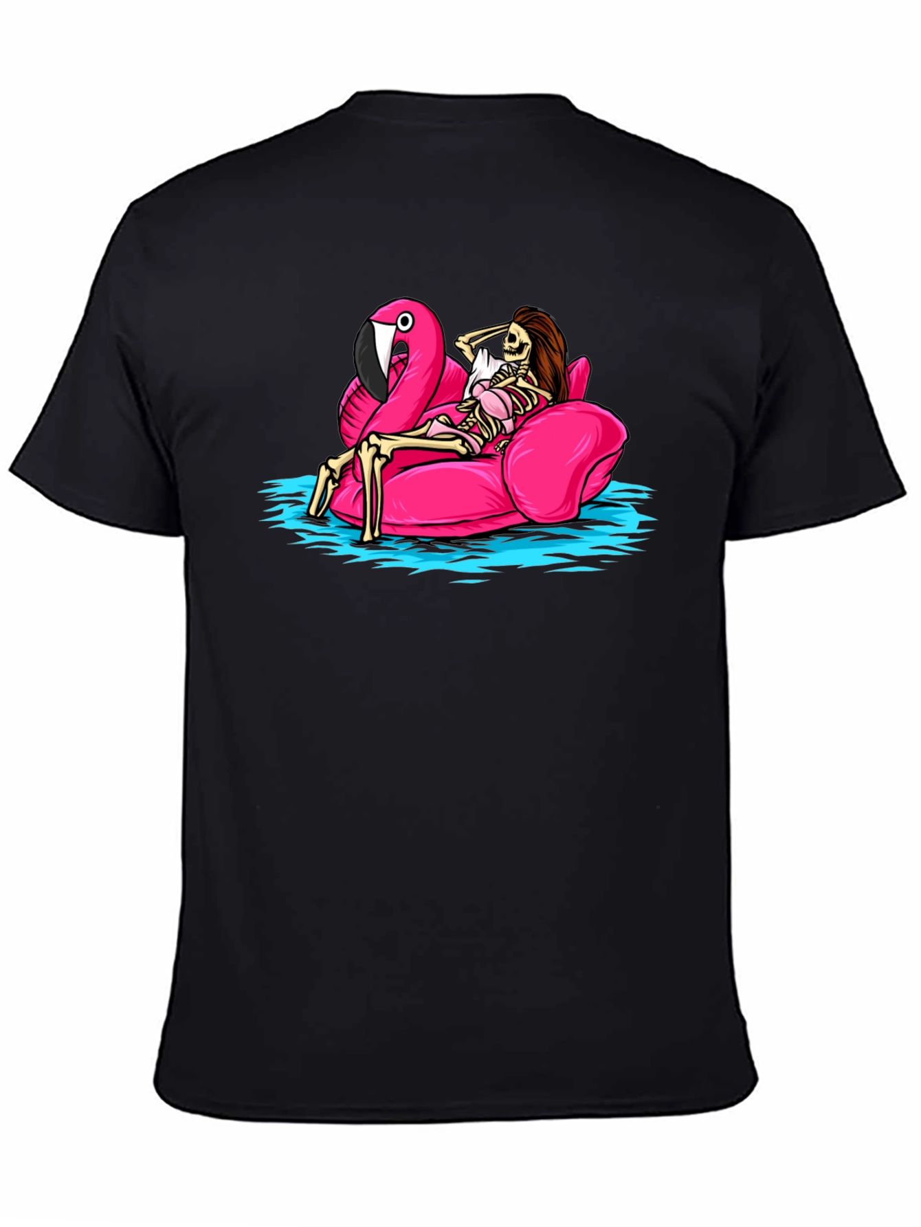 Humorous Skeleton Flamingo Pool Float T-Shirt