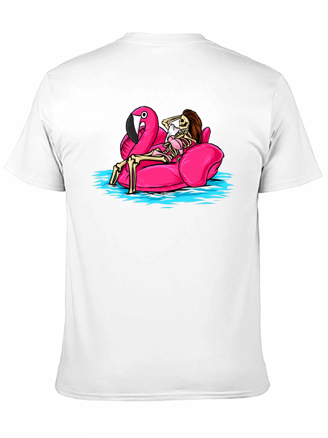 Humorous Skeleton Flamingo Pool Float T-Shirt