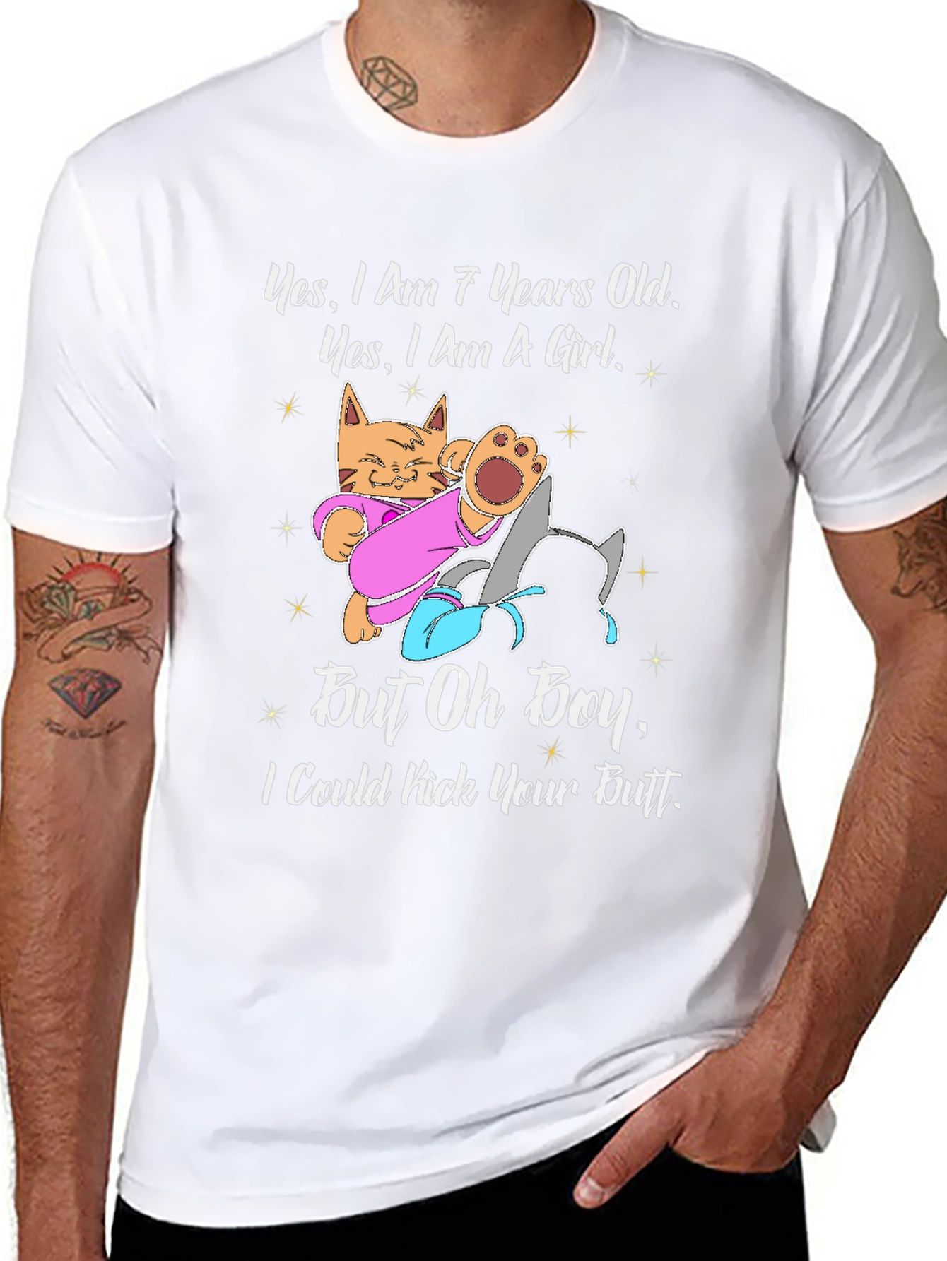 Funny 7-Year-Old Girl Cat T-Shirt