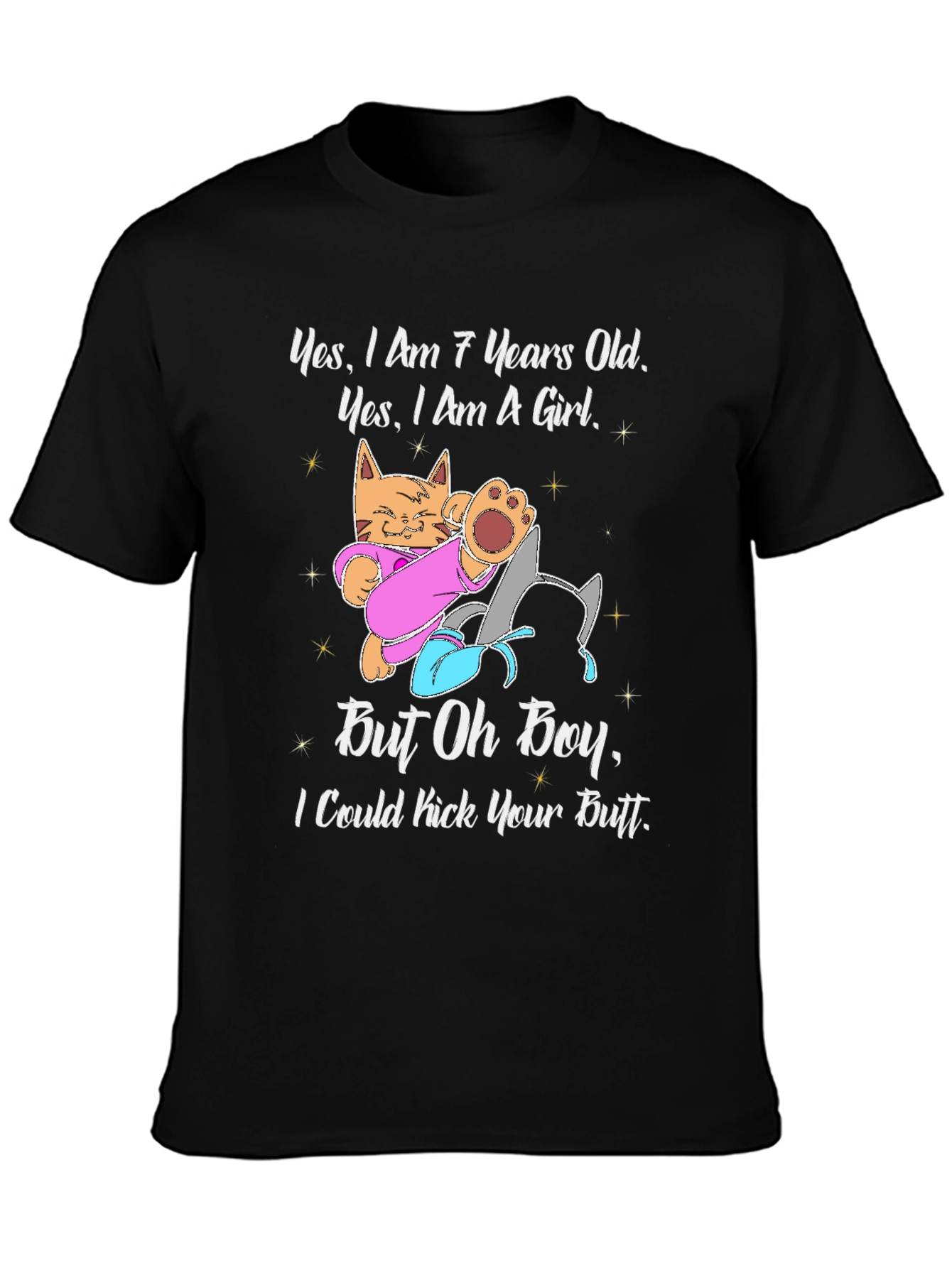 Funny 7-Year-Old Girl Cat T-Shirt