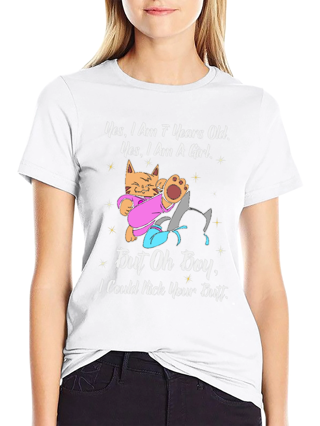 Funny 7-Year-Old Girl Cat T-Shirt