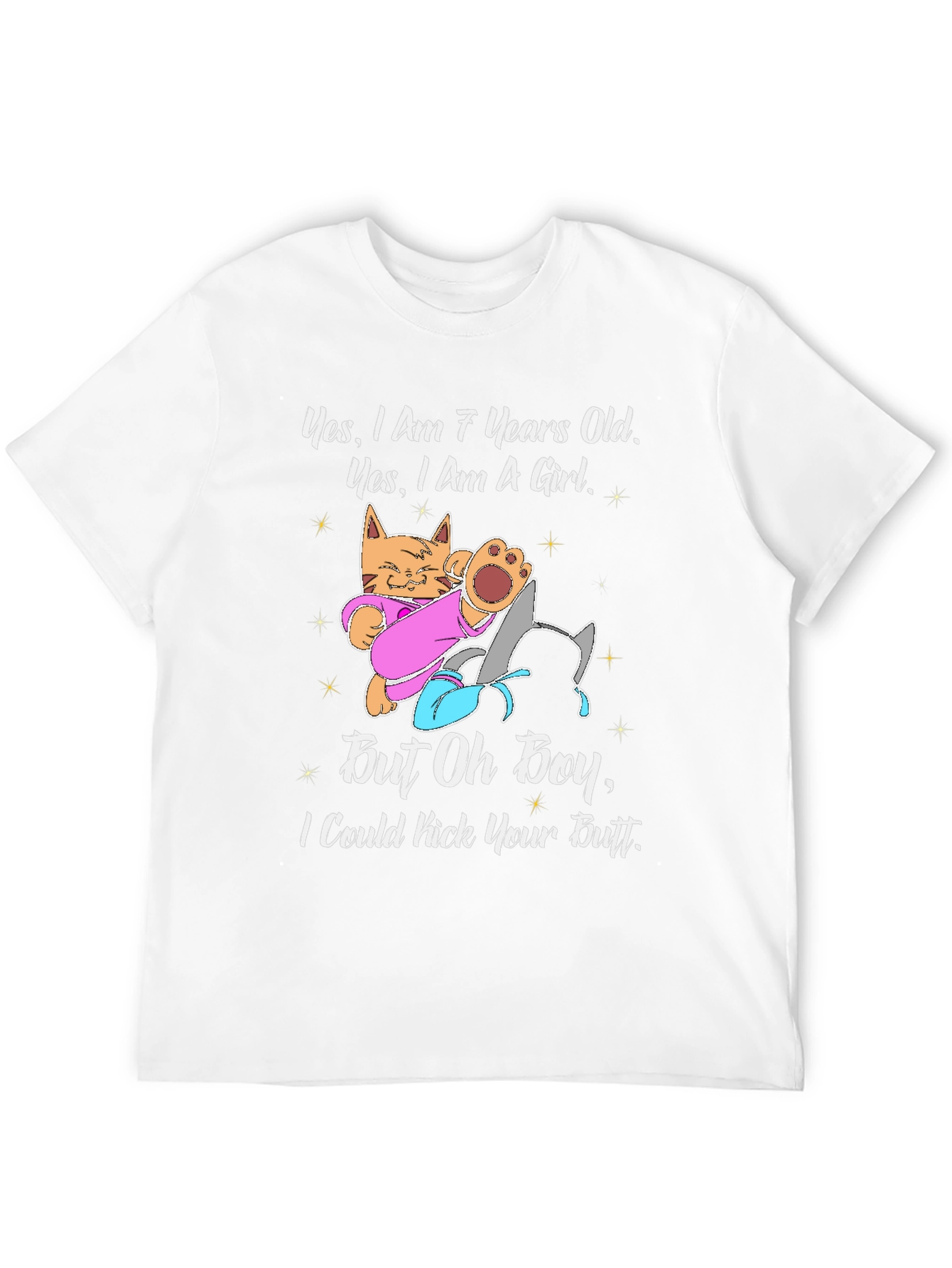 Funny 7-Year-Old Girl Cat T-Shirt