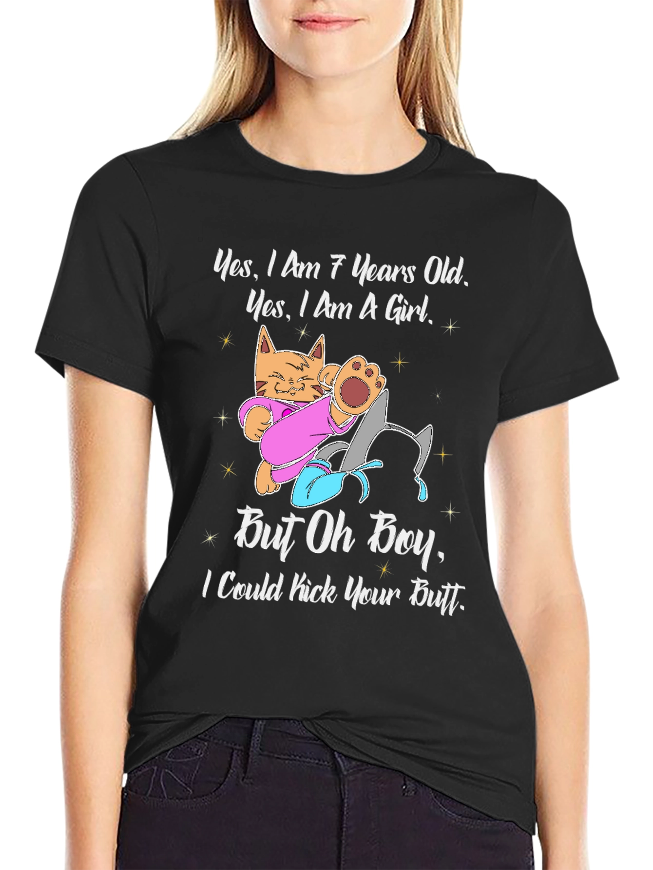 Funny 7-Year-Old Girl Cat T-Shirt