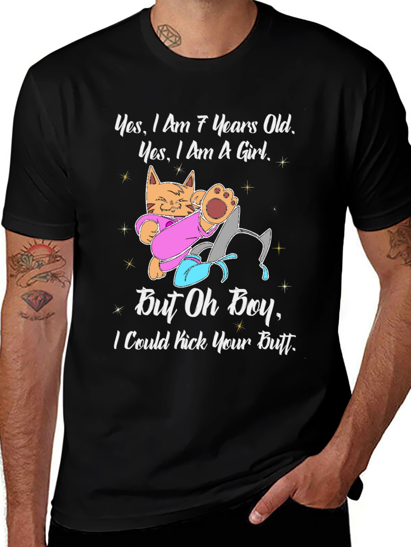 Funny 7-Year-Old Girl Cat T-Shirt