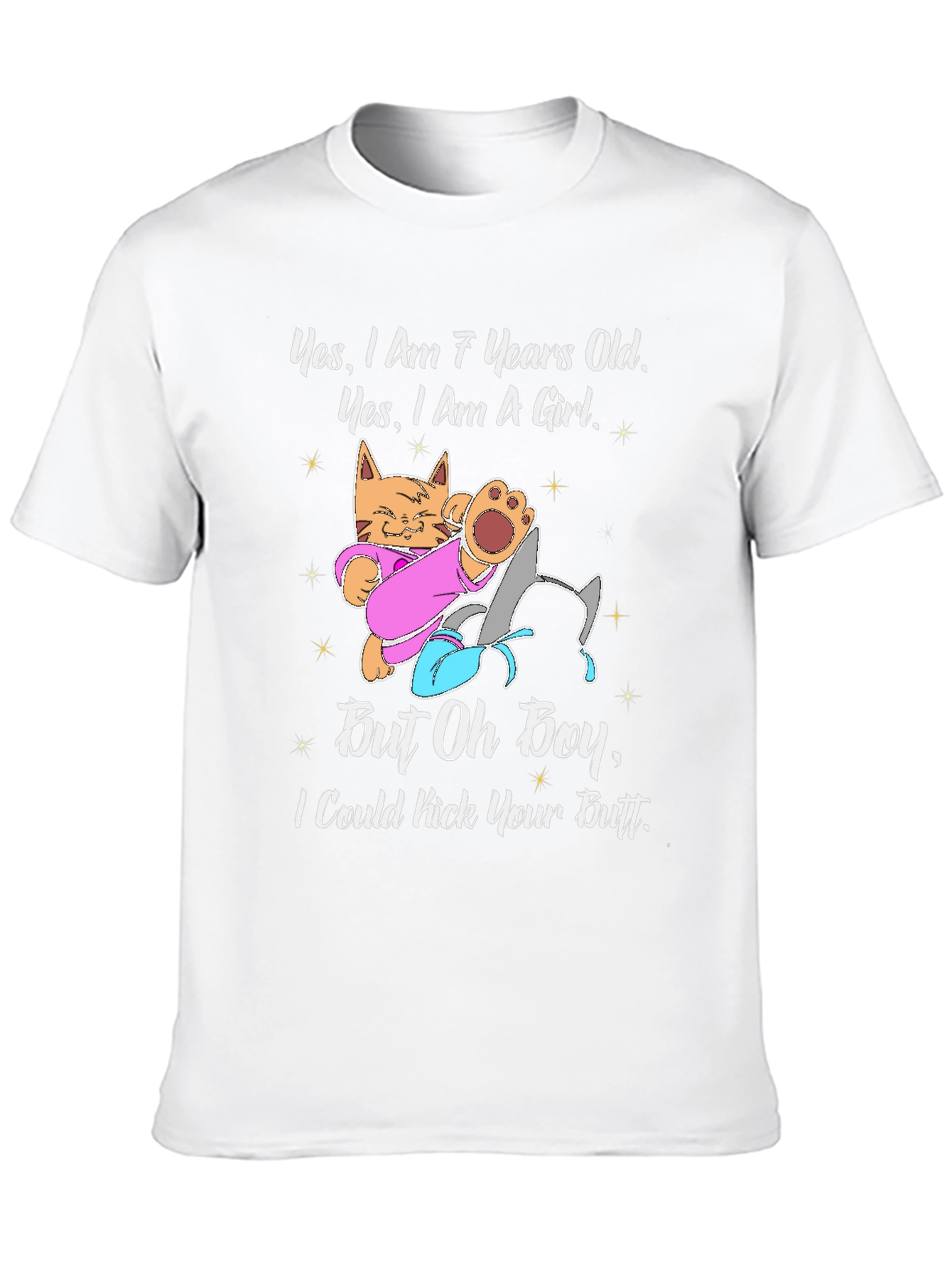 Funny 7-Year-Old Girl Cat T-Shirt