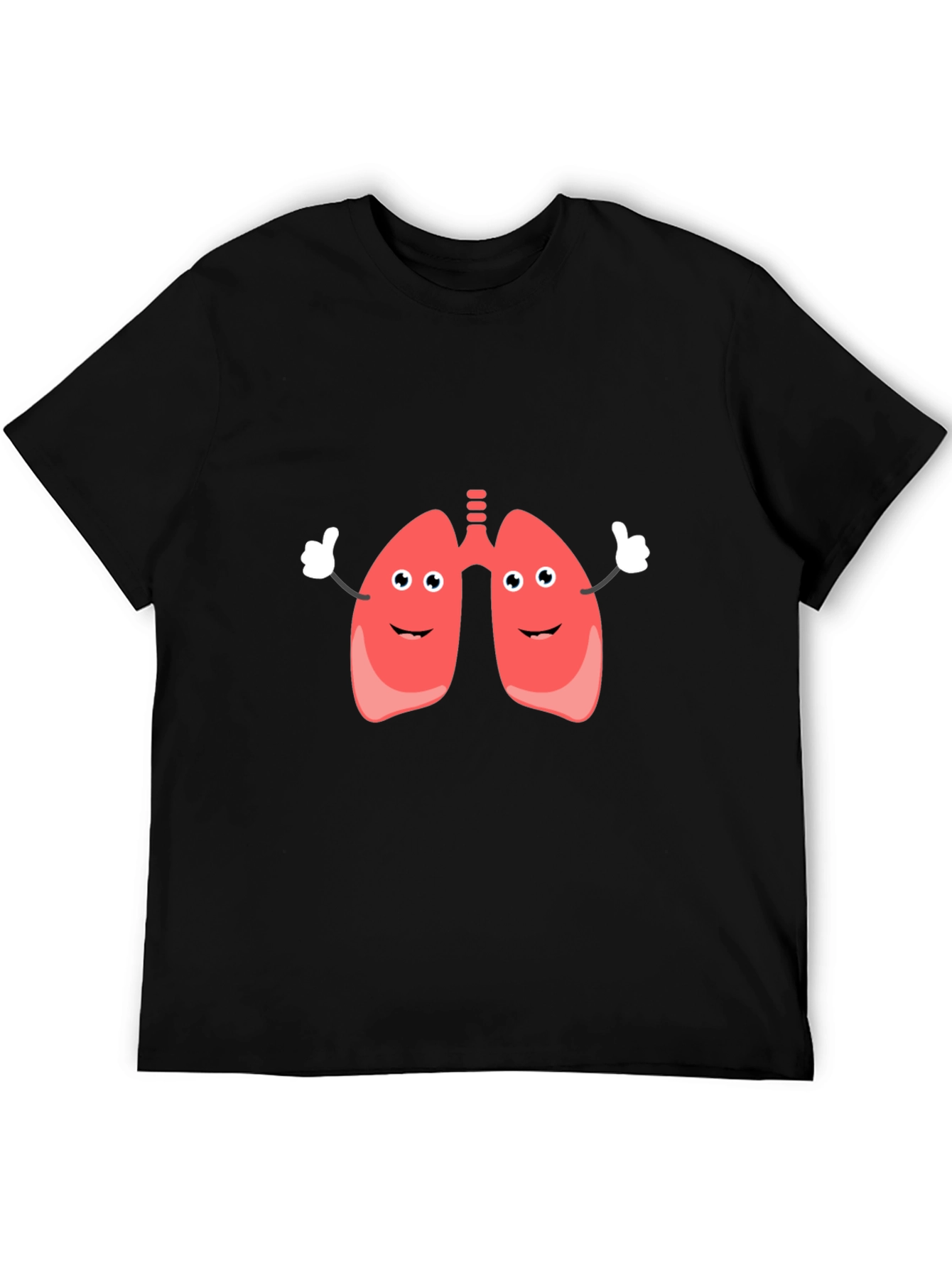 Funny Lungs Cartoon Black T-Shirt