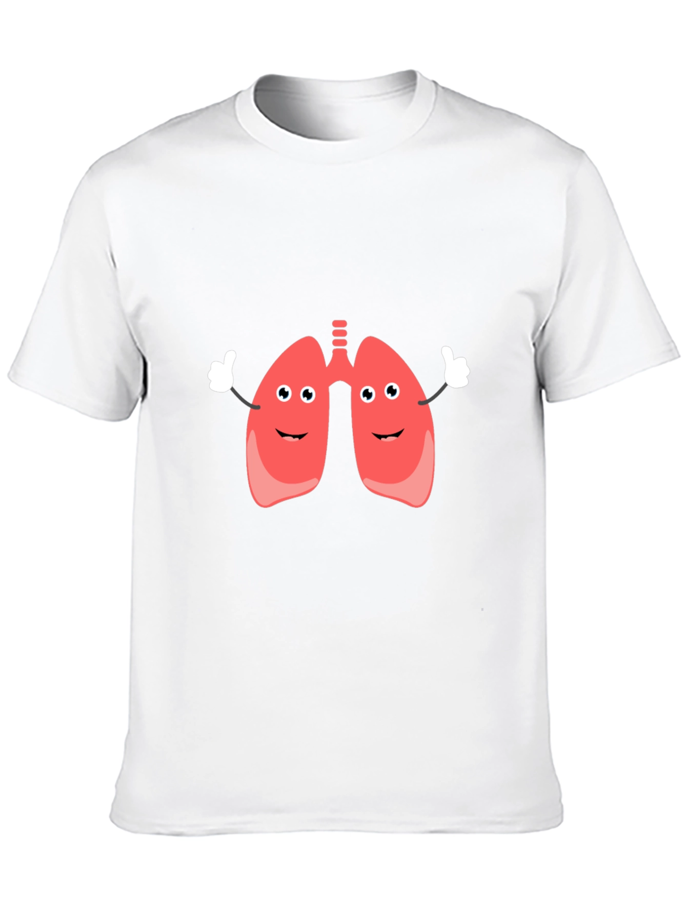 Funny Lungs Cartoon Black T-Shirt