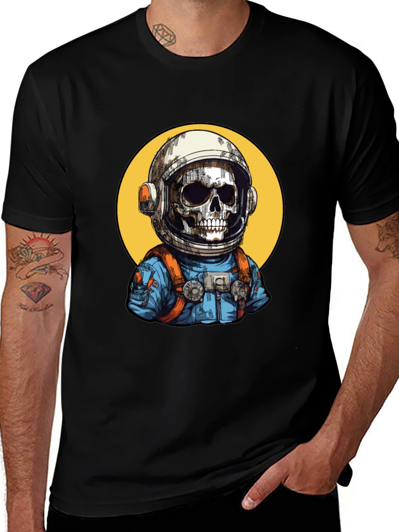 Astronaut Skeleton Graphic T-Shirt - Cool Space Tee