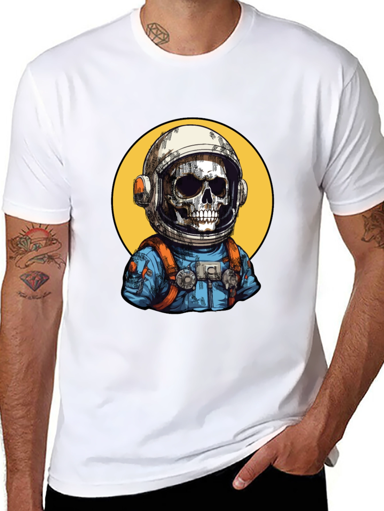 Astronaut Skeleton Graphic T-Shirt - Cool Space Tee