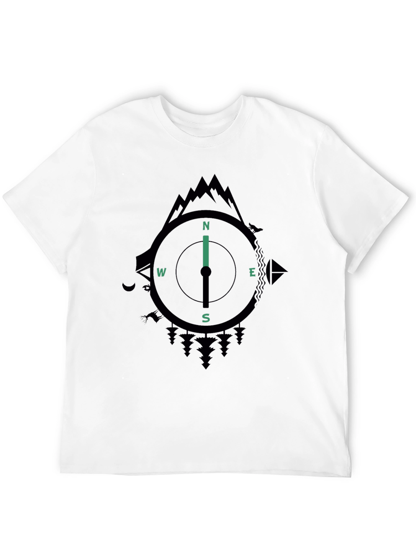 Compass Graphic Mens Black T-Shirt