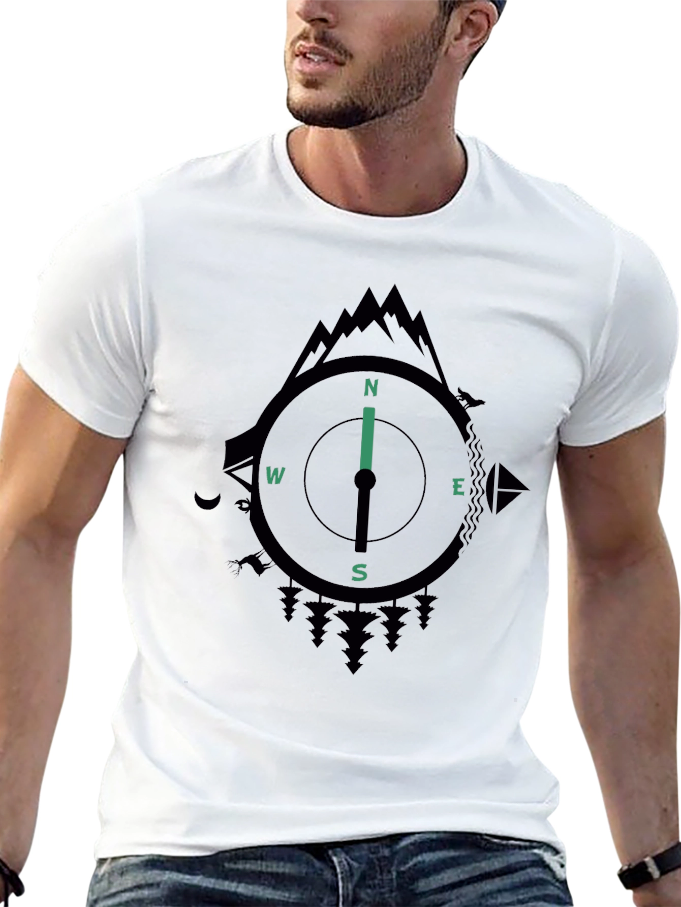 Compass Graphic Mens Black T-Shirt