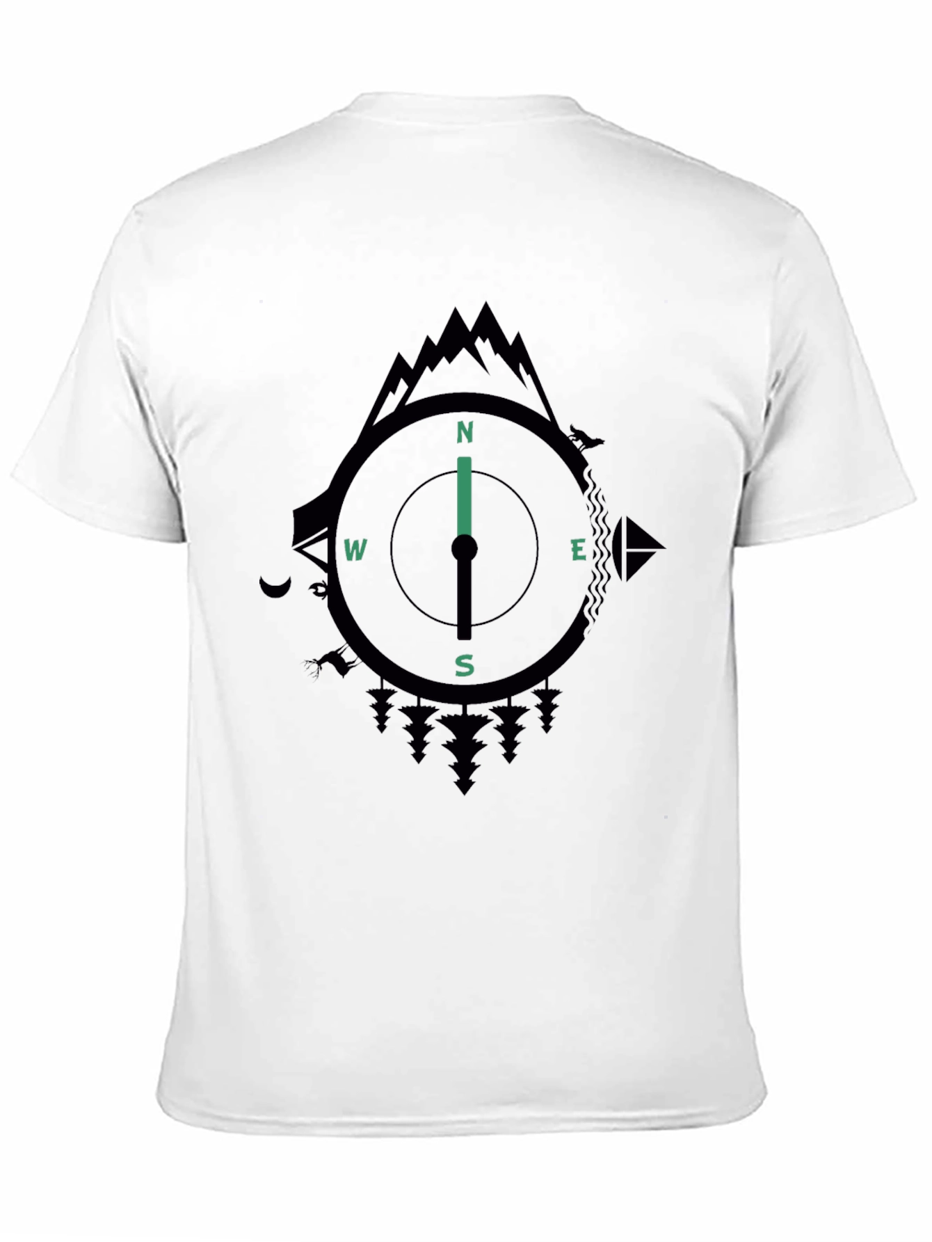 Compass Graphic Mens Black T-Shirt