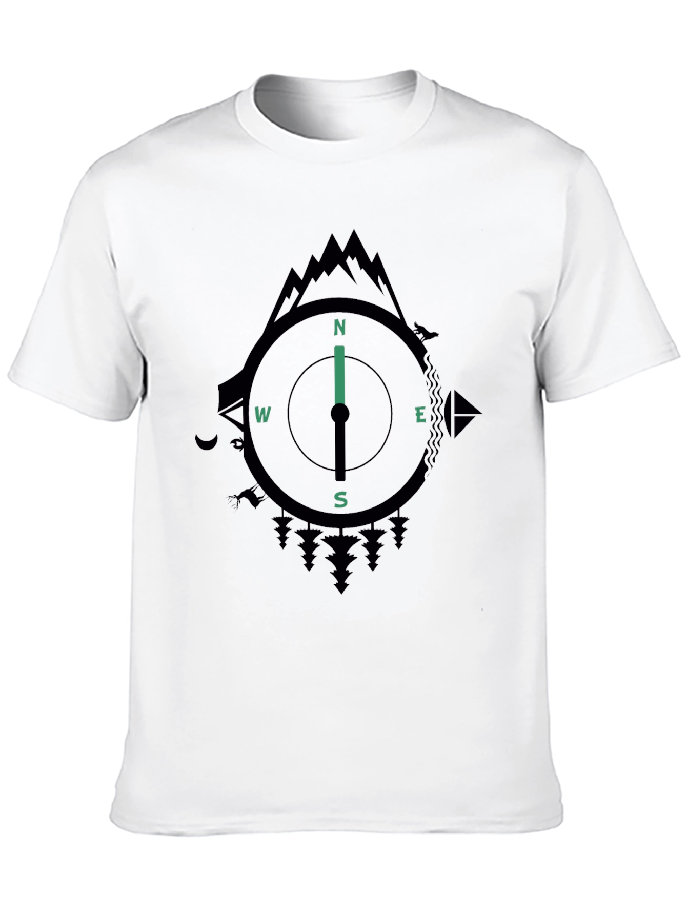 Compass Graphic Mens Black T-Shirt