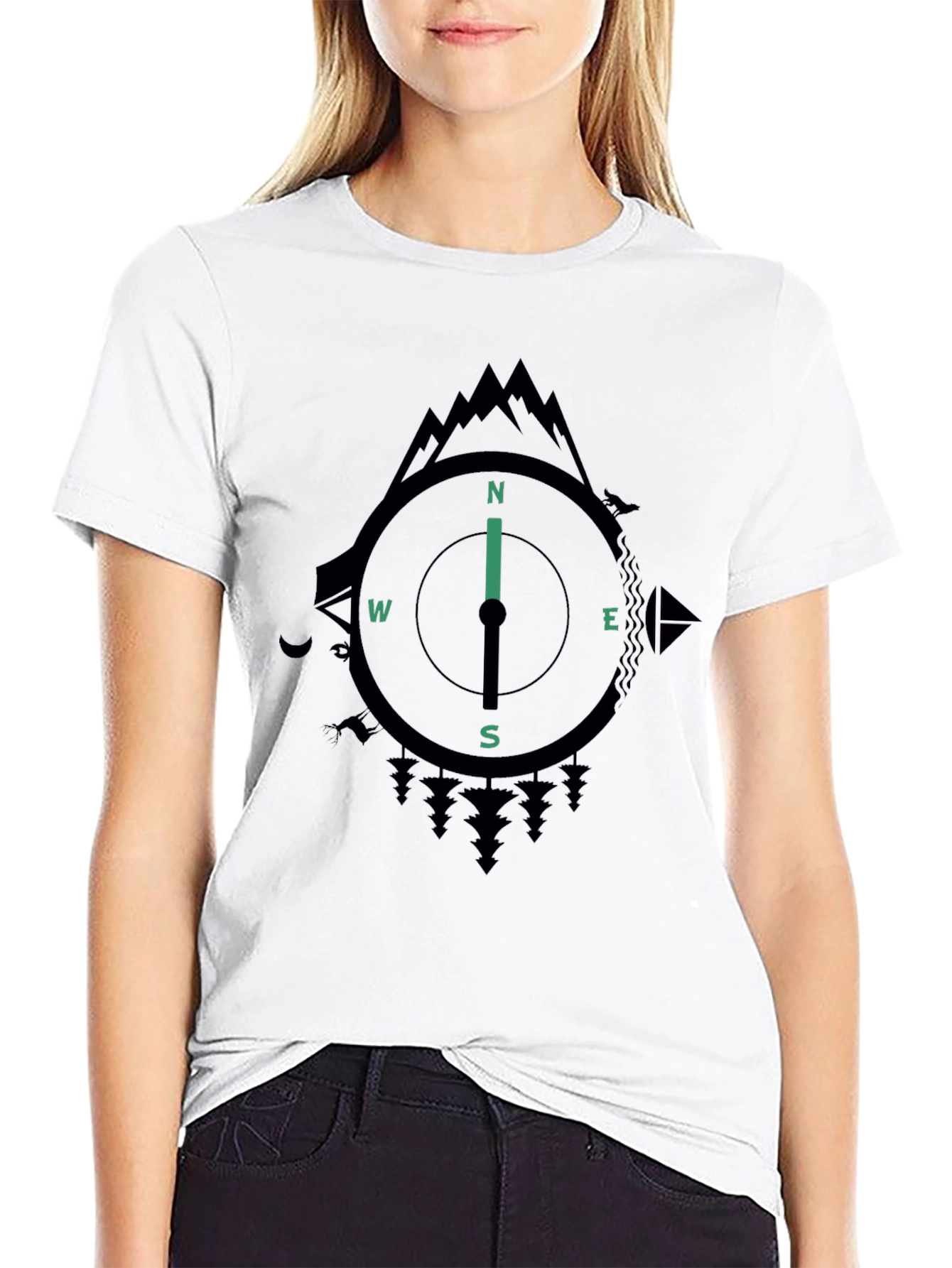 Compass Graphic Mens Black T-Shirt