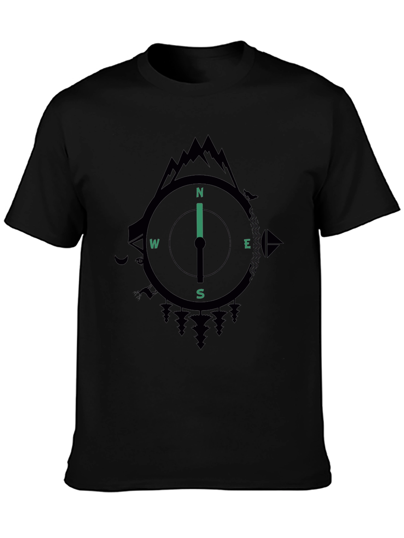 Compass Graphic Mens Black T-Shirt