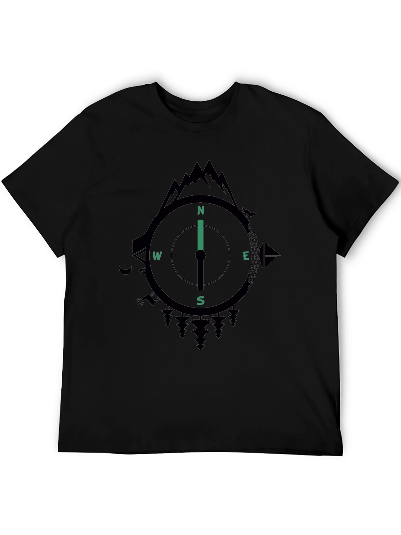 Compass Graphic Mens Black T-Shirt