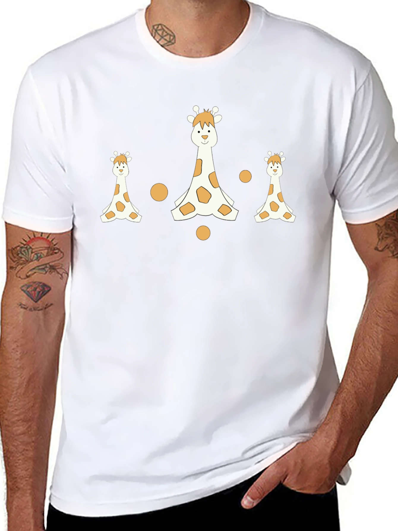 Giraffe Print Black T-Shirt