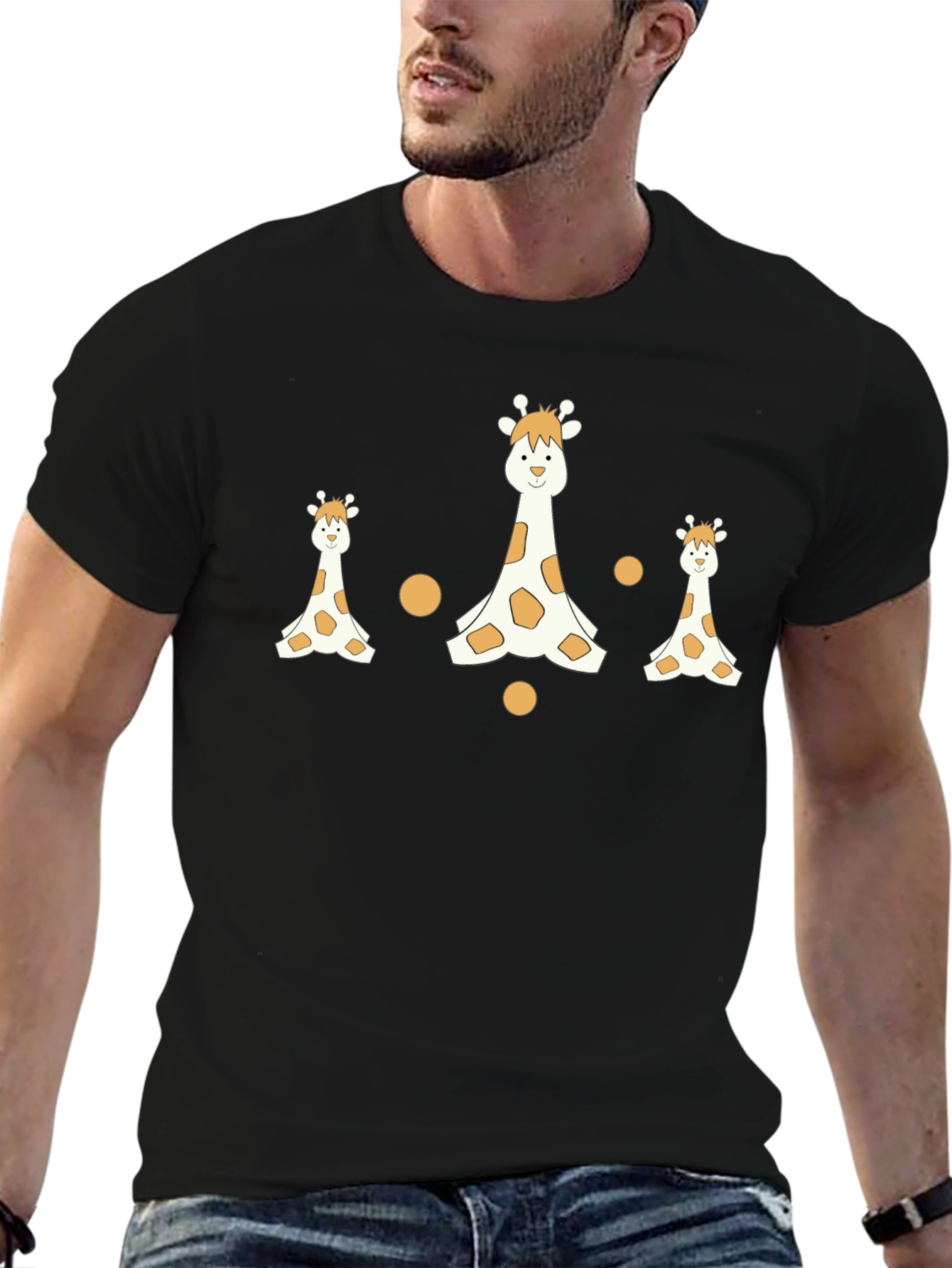 Giraffe Print Black T-Shirt