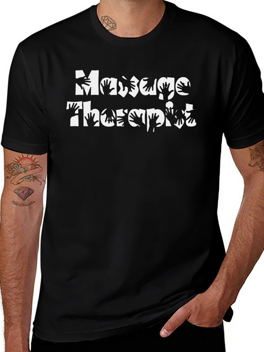 Massage Therapist Hand Graphic Tee - Black Cotton Blend